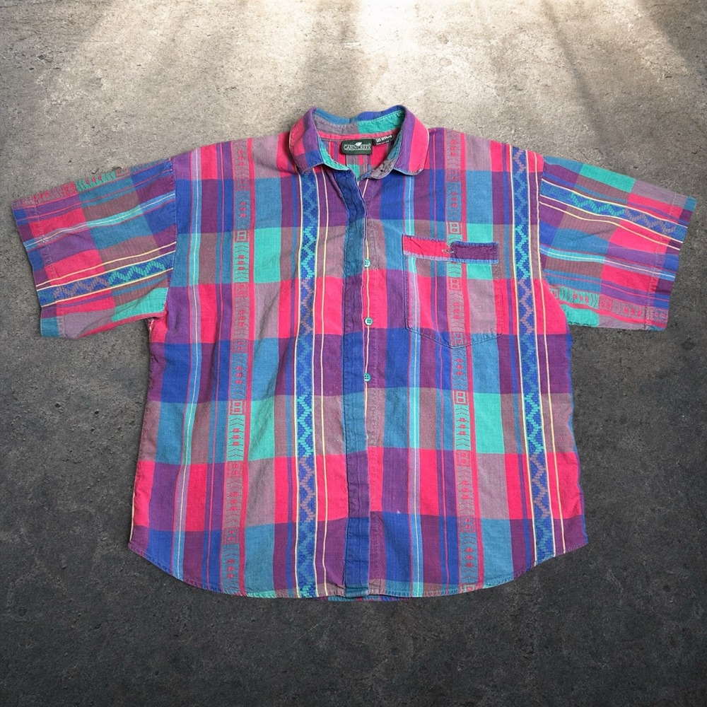 Cabin Creek Vintage 90s Plaid Southwestern Button Down Shirt Multicolor Size L